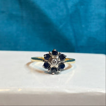 18ct Yellow Gold Sapphire and Diamond Cluster Ring