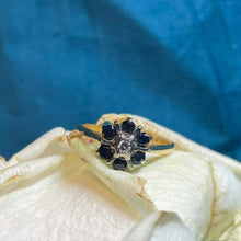 18ct Yellow Gold Sapphire and Diamond Cluster Ring
