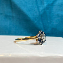 18ct Yellow Gold Sapphire and Diamond Cluster Ring