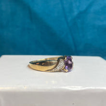 9ct Yellow Gold Amethyst and Diamond Twist Ring