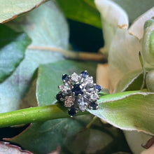18ct White Gold Diamond and Sapphire Cluster Ring