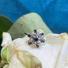 18ct White Gold Diamond and Sapphire Cluster Ring