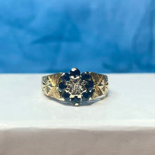 9ct Yellow Gold Diamond and Sapphire Cluster Ring