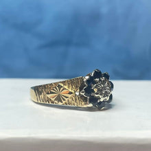 9ct Yellow Gold Diamond and Sapphire Cluster Ring