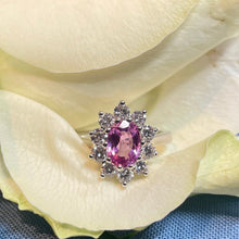 18ct White Gold Pink Sapphire and Diamond Cluster Ring