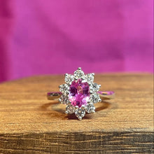 18ct White Gold Pink Sapphire and Diamond Cluster Ring