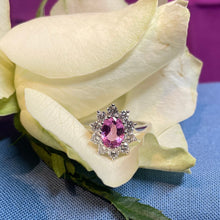 18ct White Gold Pink Sapphire and Diamond Cluster Ring