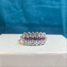 9ct Yellow Gold Ruby and Cubic Zirconia Cluster Ring