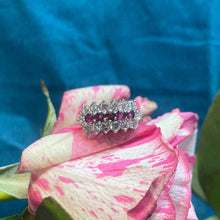 9ct Yellow Gold Ruby and Cubic Zirconia Cluster Ring