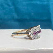 9ct Yellow Gold Ruby and Cubic Zirconia Cluster Ring