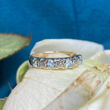 9ct Yellow Gold Aquamarine and Diamond Band