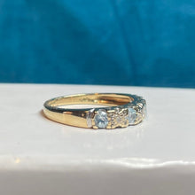 9ct Yellow Gold Aquamarine and Diamond Band