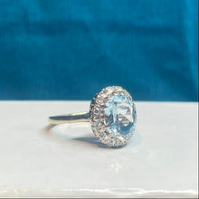 18ct White Gold Aquamarine and Diamond Cluster Ring