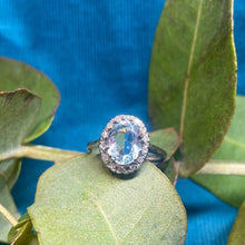 18ct White Gold Aquamarine and Diamond Cluster Ring