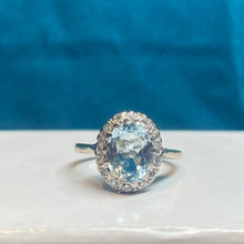 18ct White Gold Aquamarine and Diamond Cluster Ring