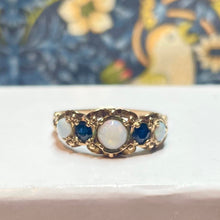 9ct Yellow Gold Opal and Sapphire Ring
