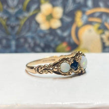 9ct Yellow Gold Opal and Sapphire Ring