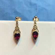 9ct Yellow Gold Garnet Drop Earrings
