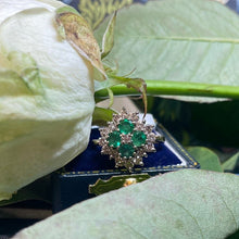 18ct Yellow Gold Emerald and Diamond Cluster Ring