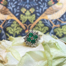 18ct Yellow Gold Emerald and Diamond Cluster Ring