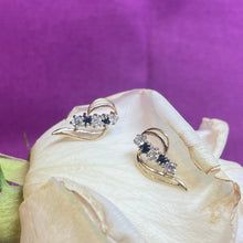 9ct Yellow Gold CZ and Sapphire Studs