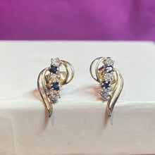 9ct Yellow Gold CZ and Sapphire Studs
