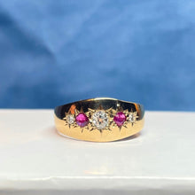 9ct Yellow Ruby and Diamond Band