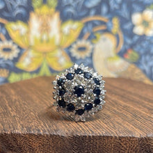 18ct White Gold Diamond and Sapphire Cluster Ring