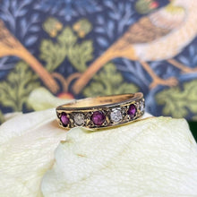 9ct Yellow Gold Ruby and Diamond Band