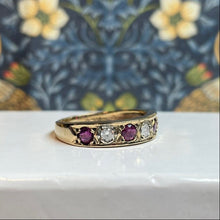 9ct Yellow Gold Ruby and Diamond Band