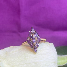 9ct Yellow Gold Amethyst Cluster Ring