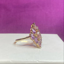 9ct Yellow Gold Amethyst Cluster Ring