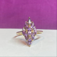 9ct Yellow Gold Amethyst Cluster Ring