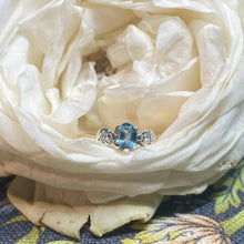 9ct Yellow Gold Diamond and Blue Topaz Ring