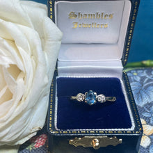 9ct Yellow Gold Diamond and Blue Topaz Ring
