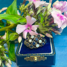9ct Yellow Gold Sapphire and Opal Cluster Ring
