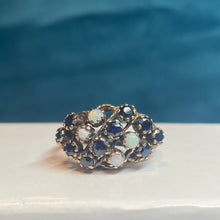 9ct Yellow Gold Sapphire and Opal Cluster Ring