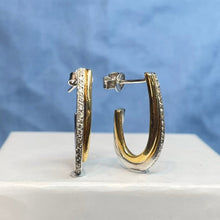 18ct Yellow and White Gold Diamond Semi-Hoops