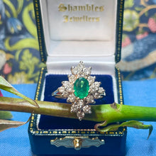 18ct Yellow Gold Emerald and Diamond Cluster Ring