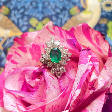 18ct Yellow Gold Emerald and Diamond Cluster Ring