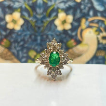 18ct Yellow Gold Emerald and Diamond Cluster Ring
