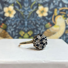 9ct Yellow Gold Diamond and Sapphire Cluster Ring
