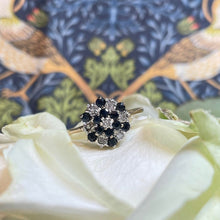9ct Yellow Gold Diamond and Sapphire Cluster Ring