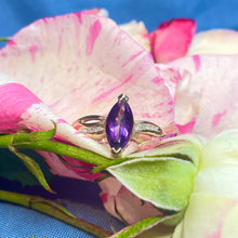 9ct Yellow Gold Amethyst and Diamond Ring