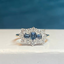 18ct Yellow Gold Diamond and Sapphire Cluster Ring