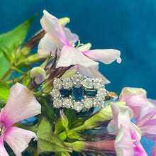18ct Yellow Gold Diamond and Sapphire Cluster Ring