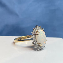 18ct Yellow Gold Opal and Diamond Cluster Ring