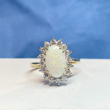 18ct Yellow Gold Opal and Diamond Cluster Ring