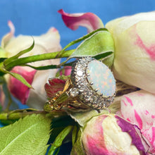 18ct Yellow Gold Opal and Diamond Cluster Ring
