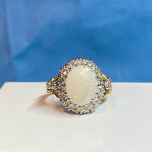 18ct Yellow Gold Opal and Diamond Cluster Ring